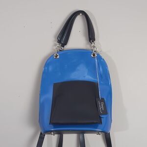 NWT Beijo shiny patent leather" backpack blue and black